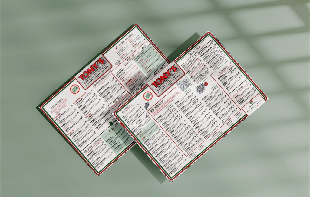 Tony’s menus