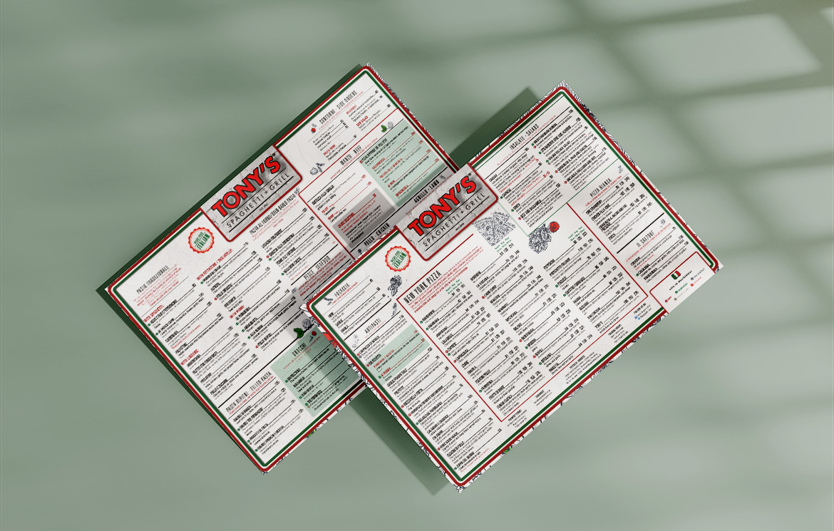 Tony’s menus